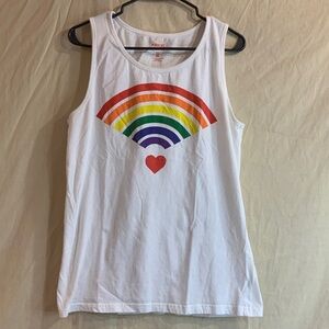 Men’s Size M White Rainbow Heart Tank Top